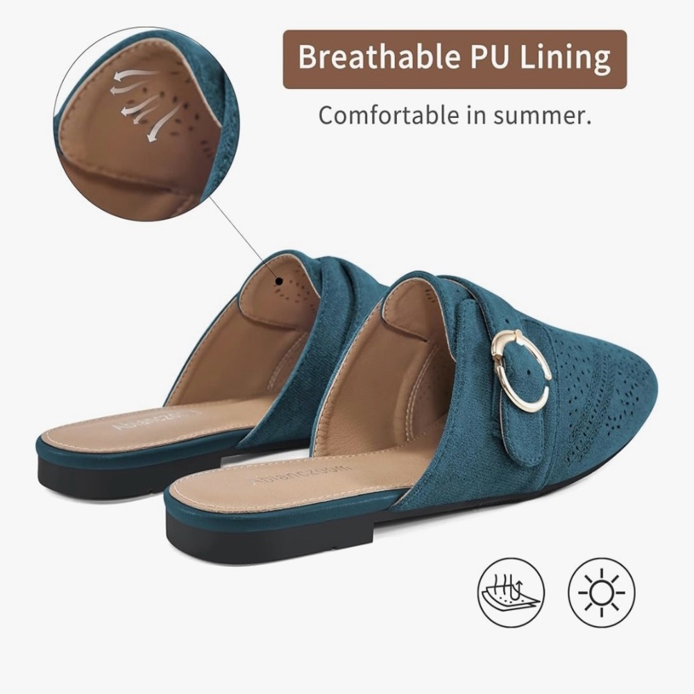 Teal Mules with Gold Accent - Picture 3 of 3